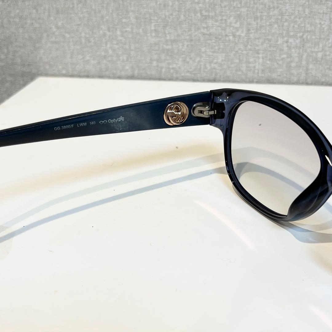 GUCCI グッチ テンプルGGロゴ ウェリントン サングラス ブルー