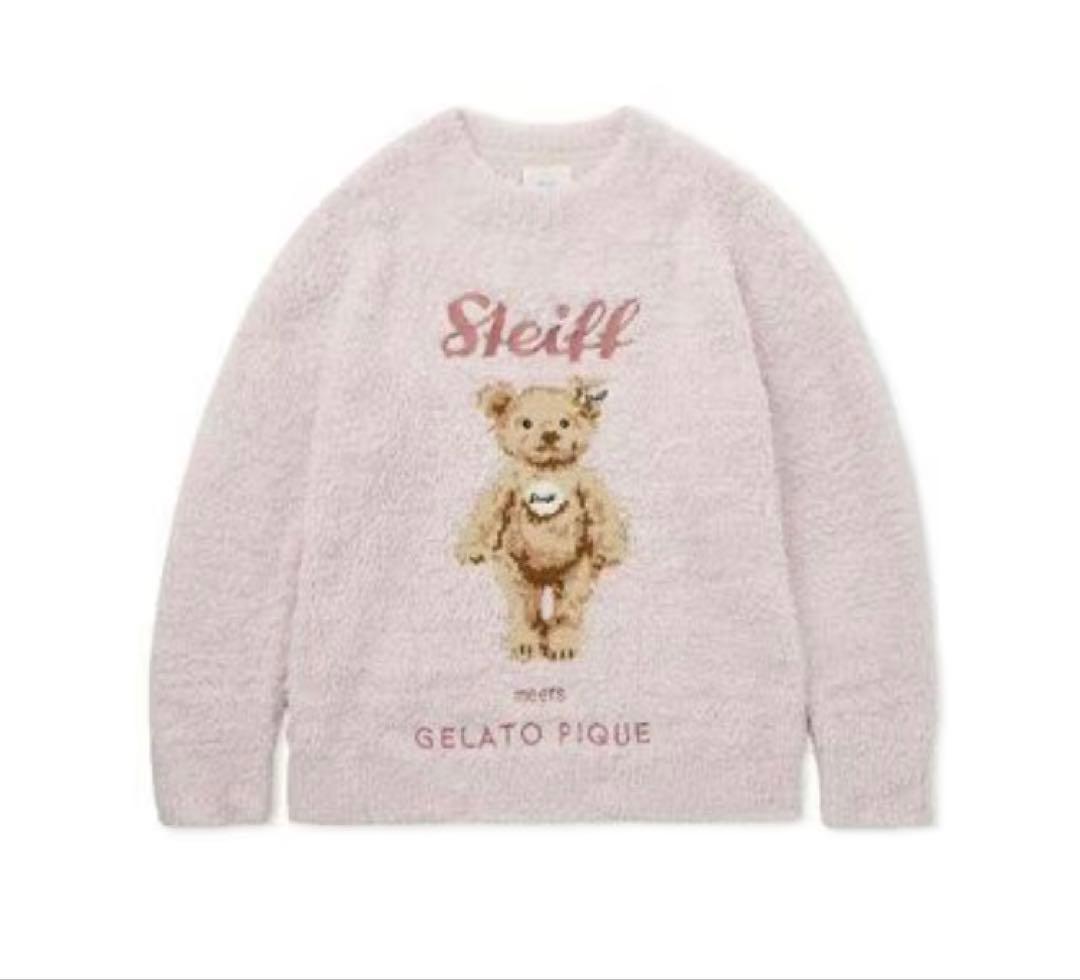 Steiff Jamesジャガードプルオーバー　ピンク　ジェラートピケ　ベア柄