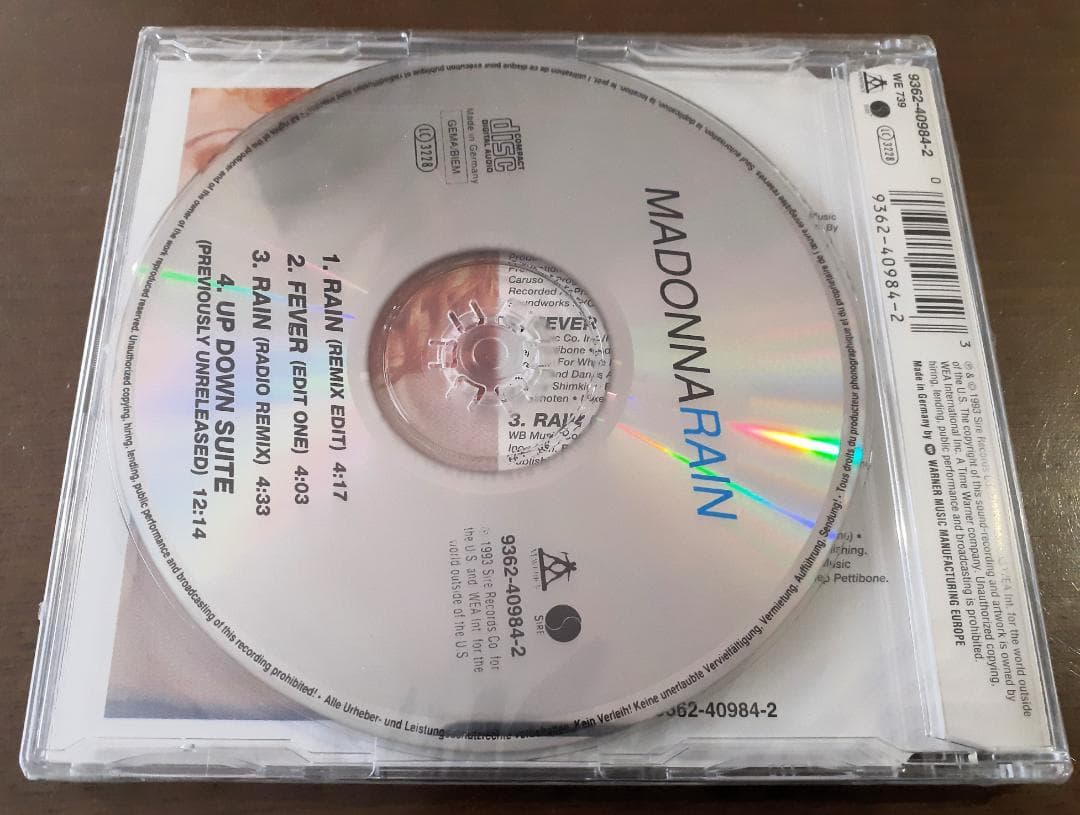 新品　マドンナ　Rain / Fever (Edit One)　ドイツ盤 CD