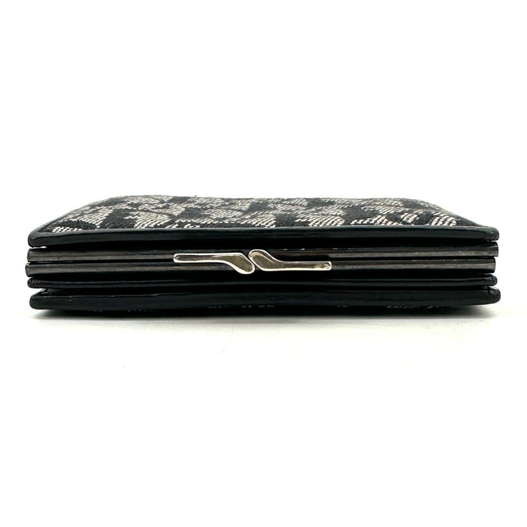 【美品】Christian Dior トロッター柄 がま口 折財布 ブラック