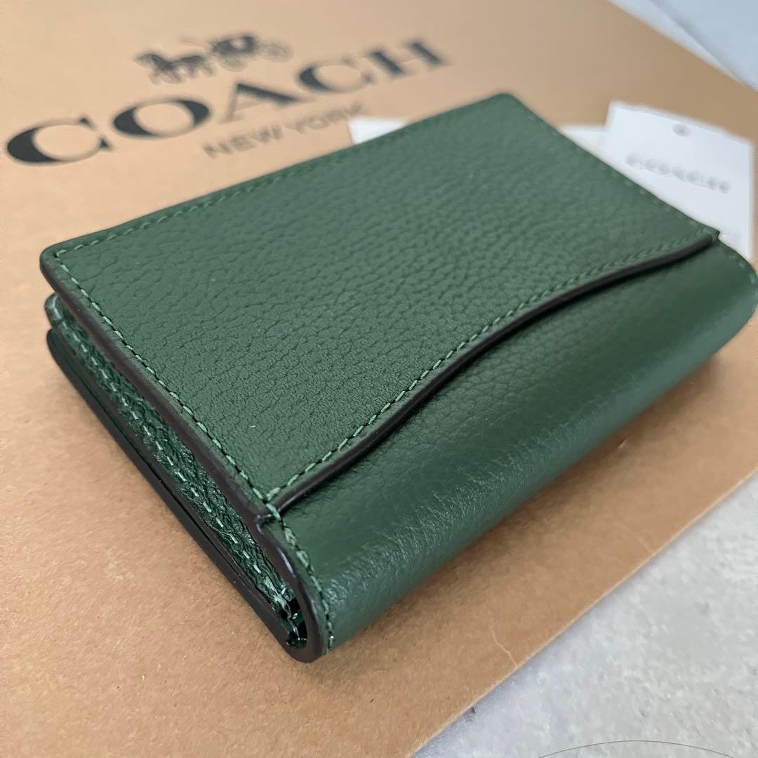 コーチ☆新品☆エッセンシャル レザービジネス カードケース/名刺入れ グリーン緑