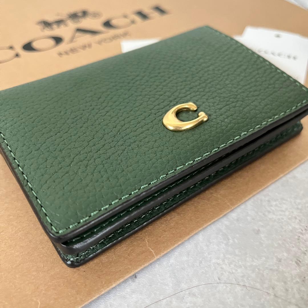 コーチ☆新品☆エッセンシャル レザービジネス カードケース/名刺入れ グリーン緑