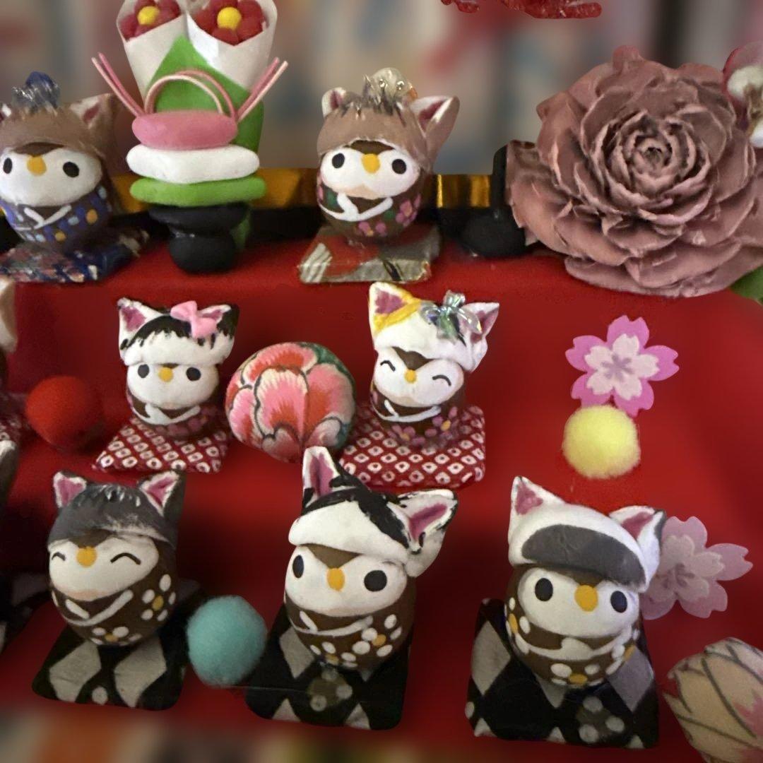 どんぐりアート♡ねこ帽子お雛様オブジェ＆春のオブジェ♡