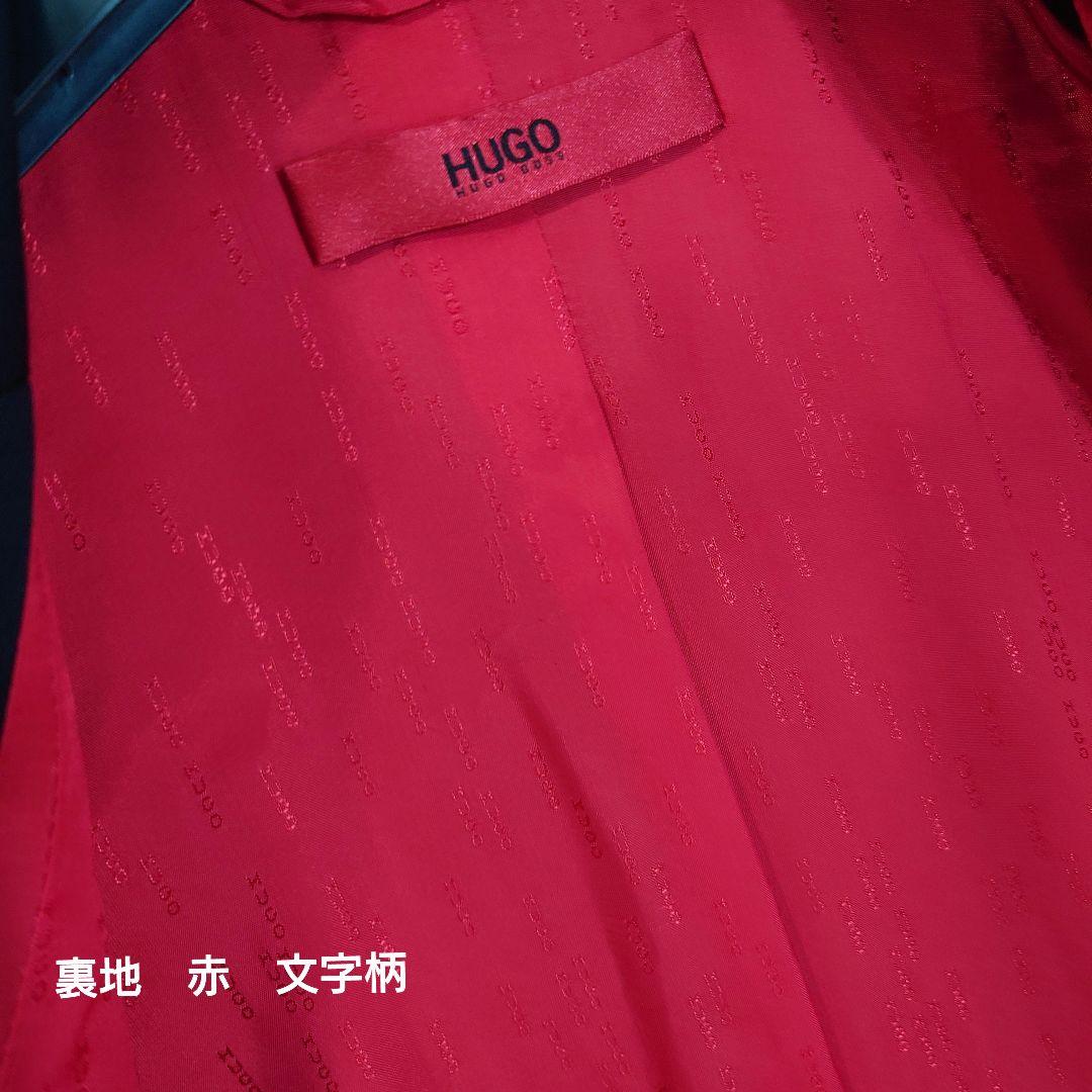 極美品【 HUGOBOS 】ジャケット/シングル/2つボタン/ブラック/裏地赤/