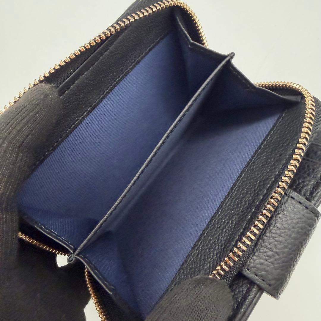 未使用級　土屋鞄 ガゼットコード ファスナー　二つ折り財布 レザー ブラック