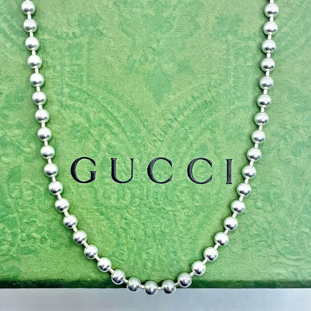 【希少】グッチ　70cm　ロングボールチェーン　ネックレス　シルバー　直径3mm