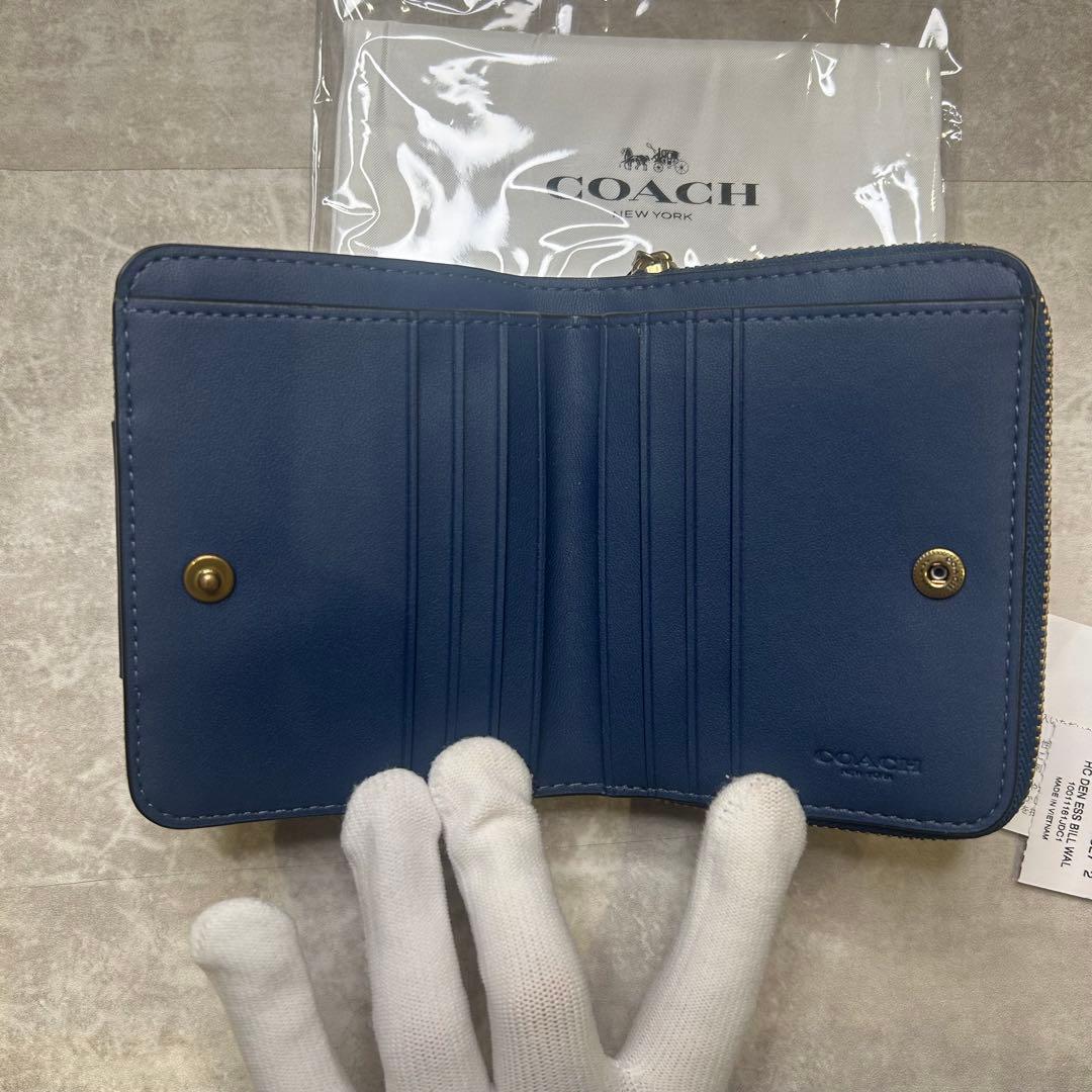 新品未使用✨コーチ COACH 馬車 タビー キャリッジ デニム　折り財布