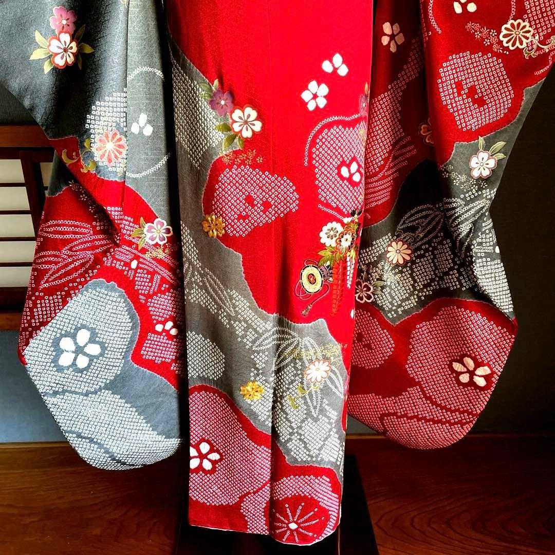 振袖フルセット　高身長　絞り　手刺繍　成人式振袖　振袖　裄丈72➕サイズ