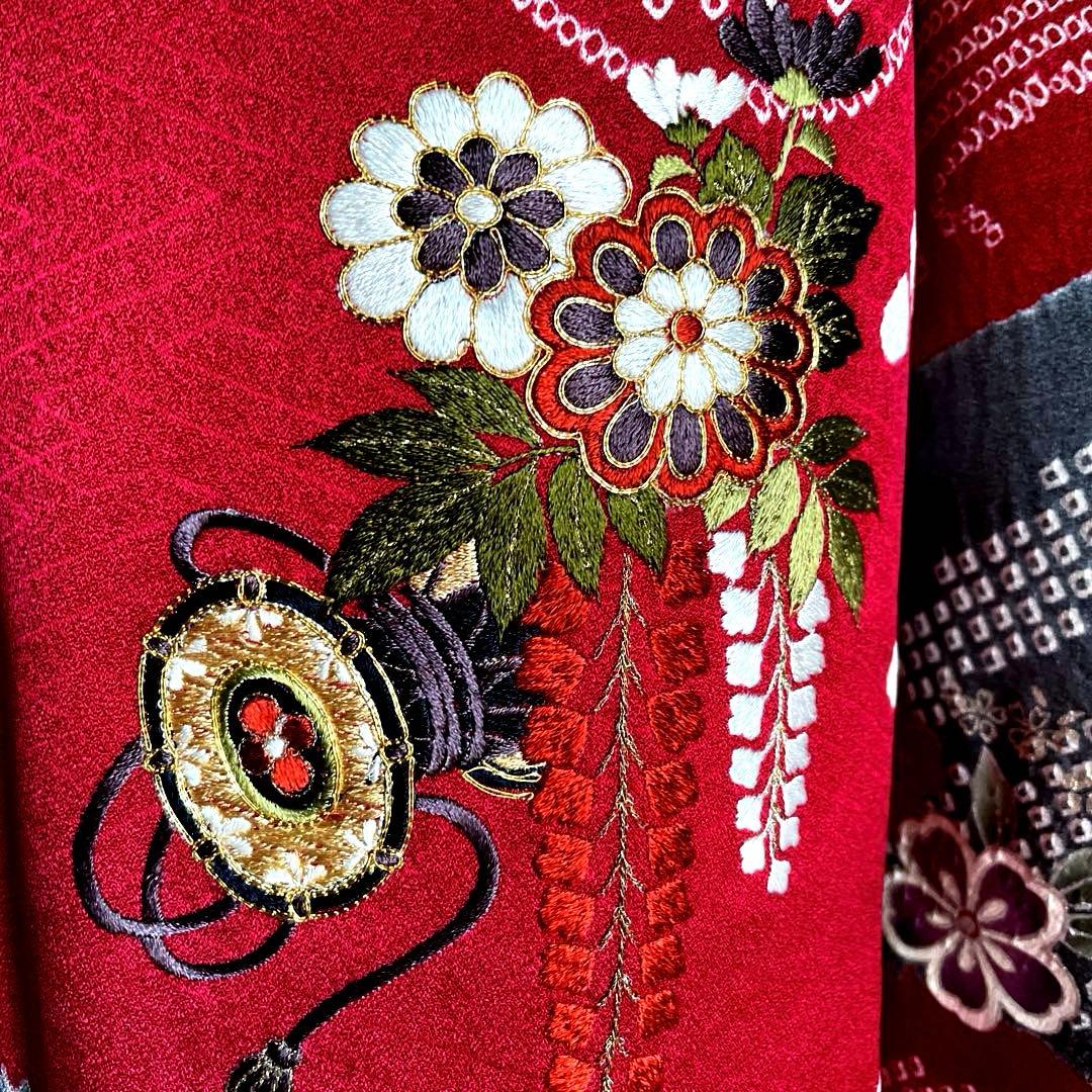 振袖フルセット　高身長　絞り　手刺繍　成人式振袖　振袖　裄丈72➕サイズ