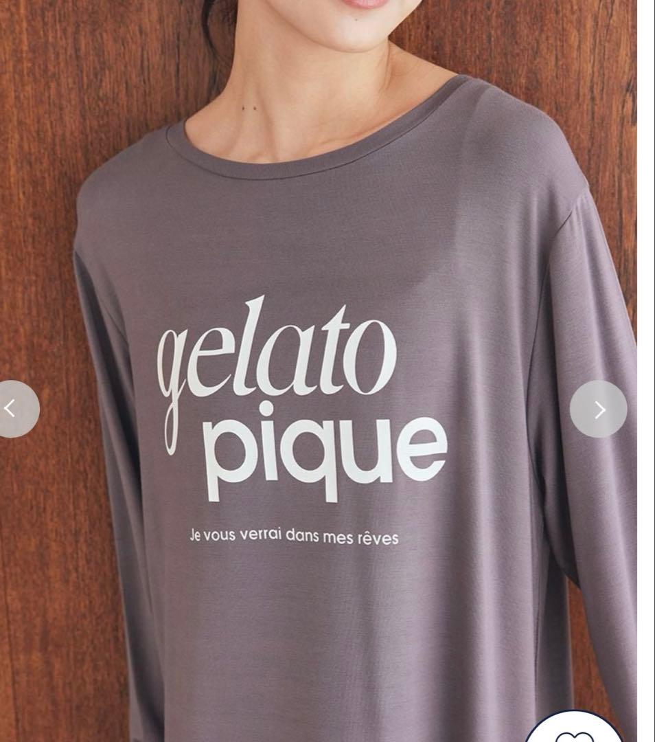 新品♡gelato pique ♡今季レーヨンロゴロングワンピース ダークグレー
