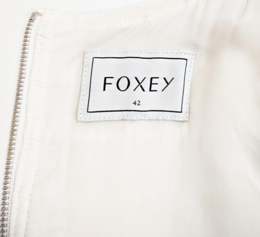 定価約14万 FOXEYフォクシーブティック ツイードドレスワンピース 白42