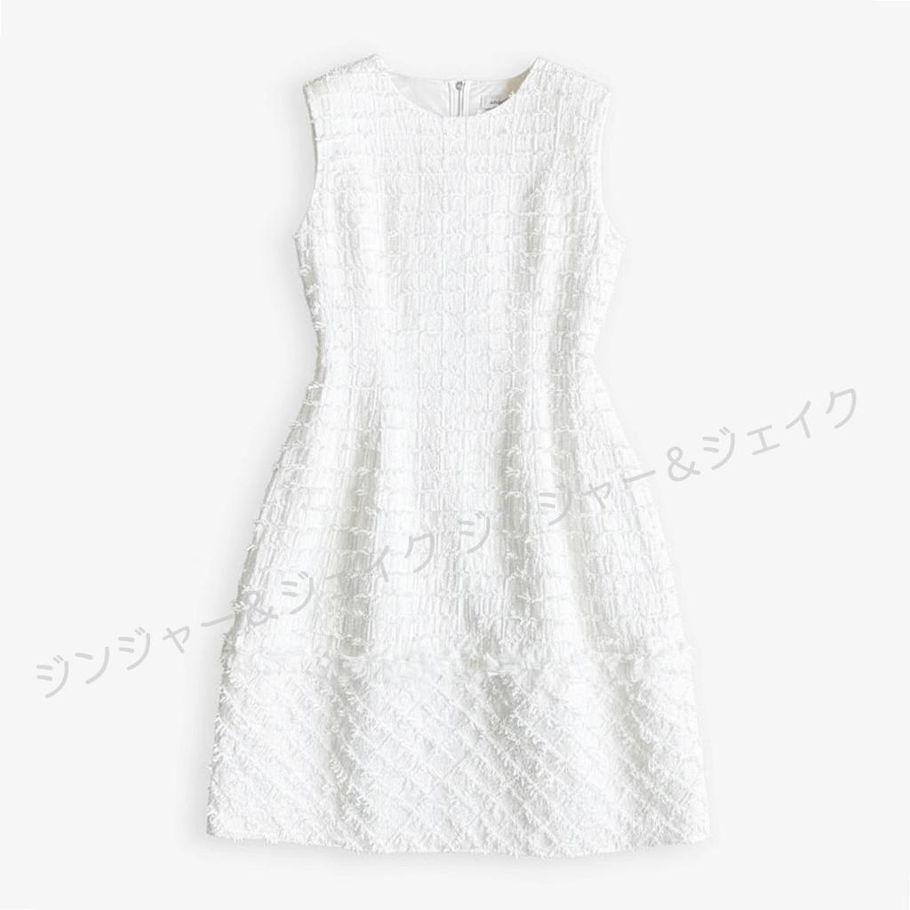 定価約14万 FOXEYフォクシーブティック ツイードドレスワンピース 白42