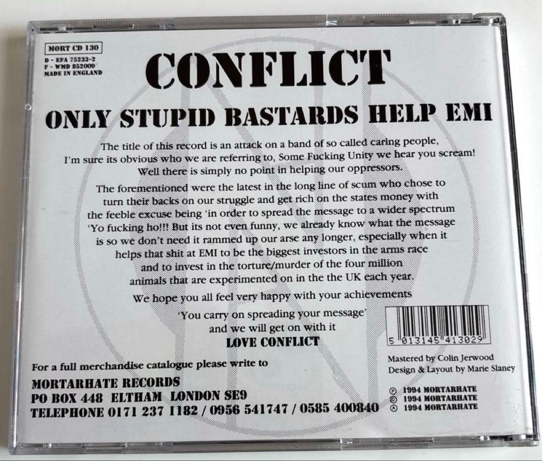 CONFLICT/OnlyStupid Bastards Help EMI/廃盤