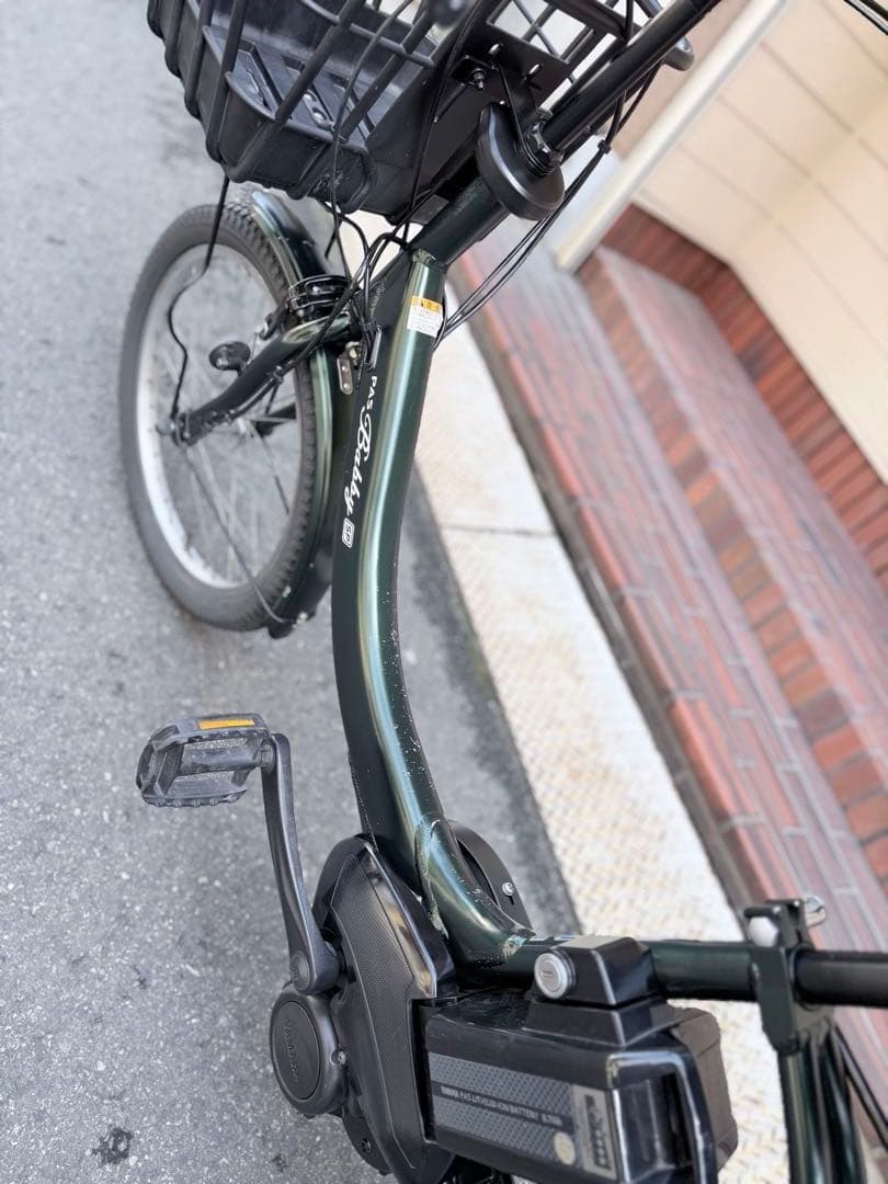 大阪府　子供乗せ　ヤマハ　電動アシスト自転車 チャイルドシート付き 緑色