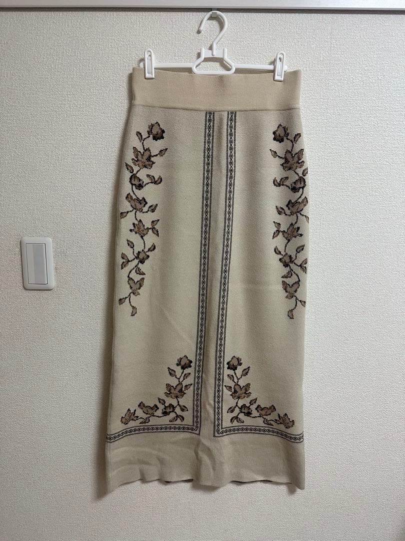 【eaphi】 scarf motif knit skirt beige