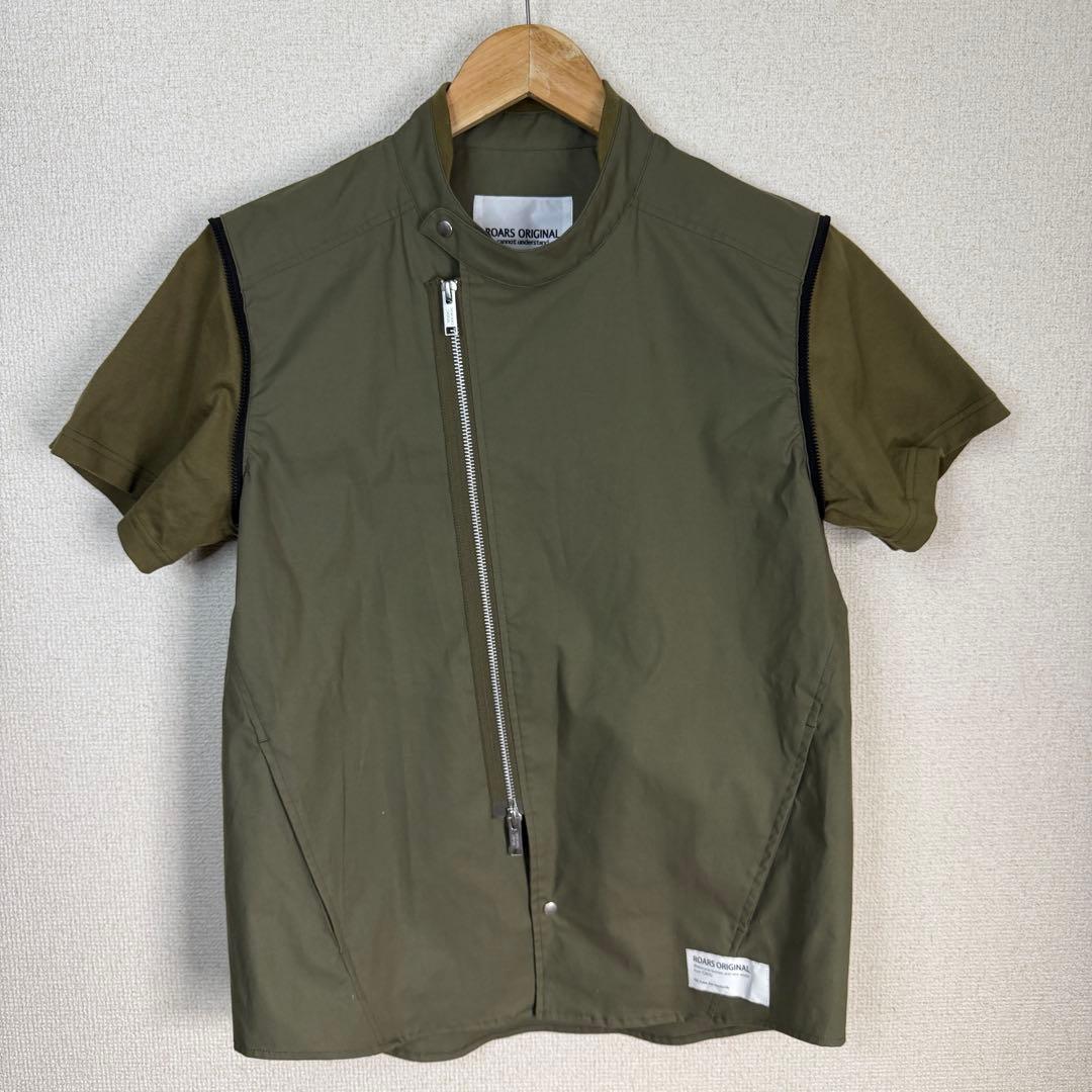 ROARS ORIGINAL ライダースショートスリーブシャツ レザースリーブ付