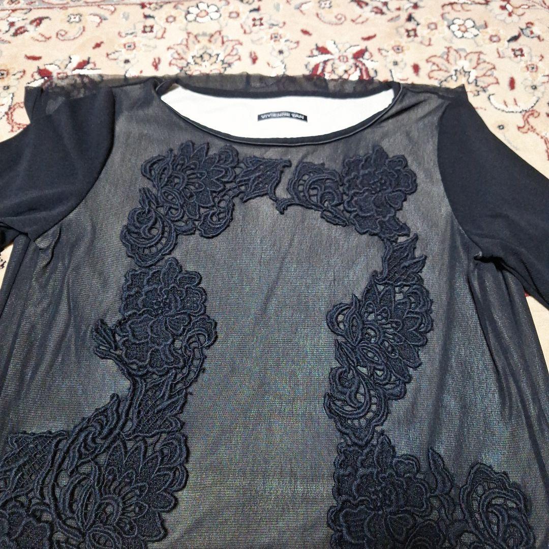 VIVIENNE TAM パワーネットブラック刺繍ワンピース