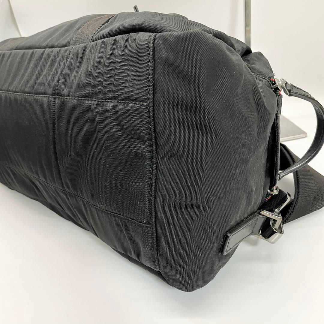 グッチ GUCCI ナイロン×レザー 2way ボストンバッグ シェリーライン