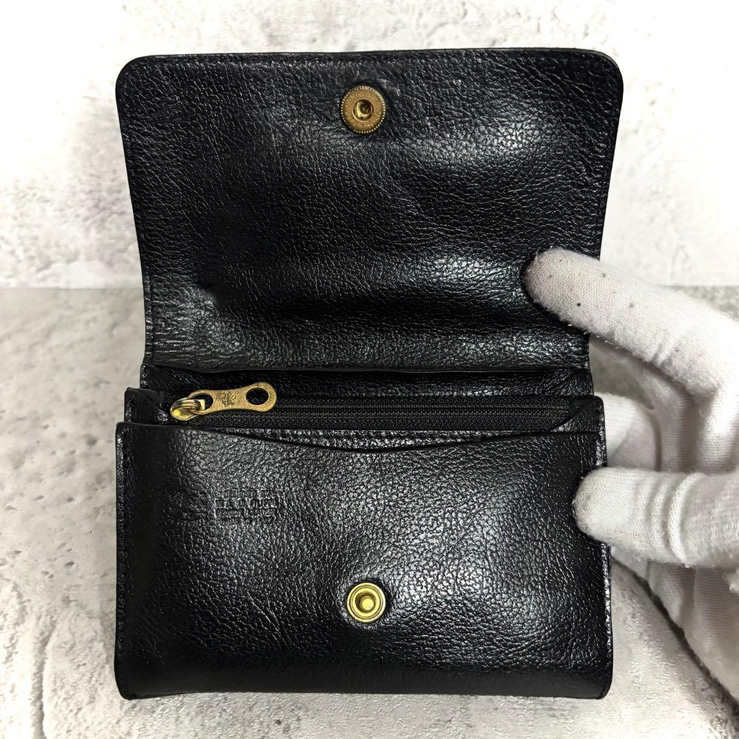 【ぽっぽ！】イルビゾンテ ILBISONTE コンパクトミニ財布 黒レザー