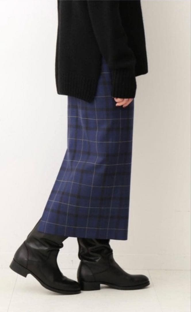 IENA イエナ　チェック ストレッチ タイトスカート ネイビー 40 美品