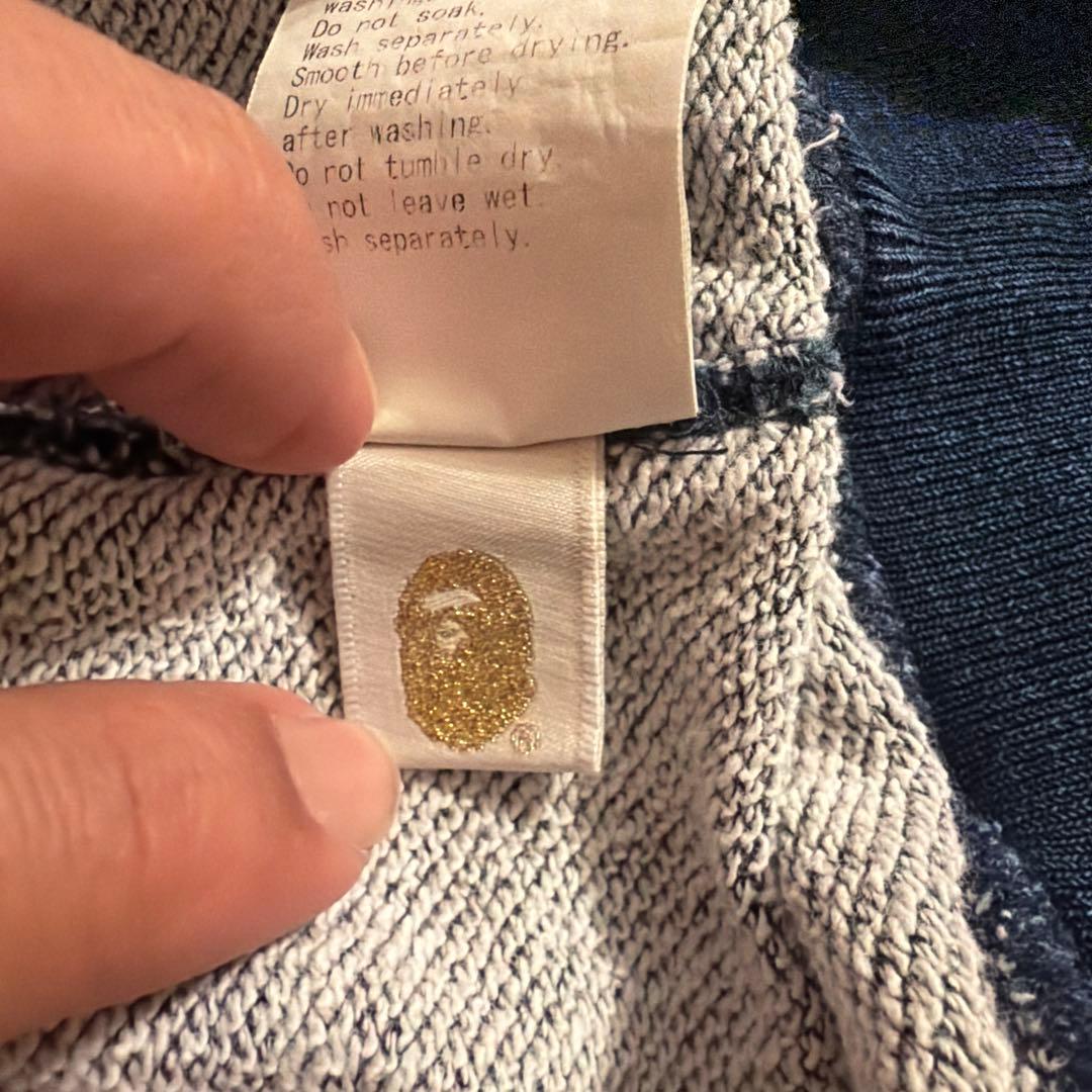 【希少XL】A BATHING APE インディゴ風 半袖スウェット ビッグロゴ