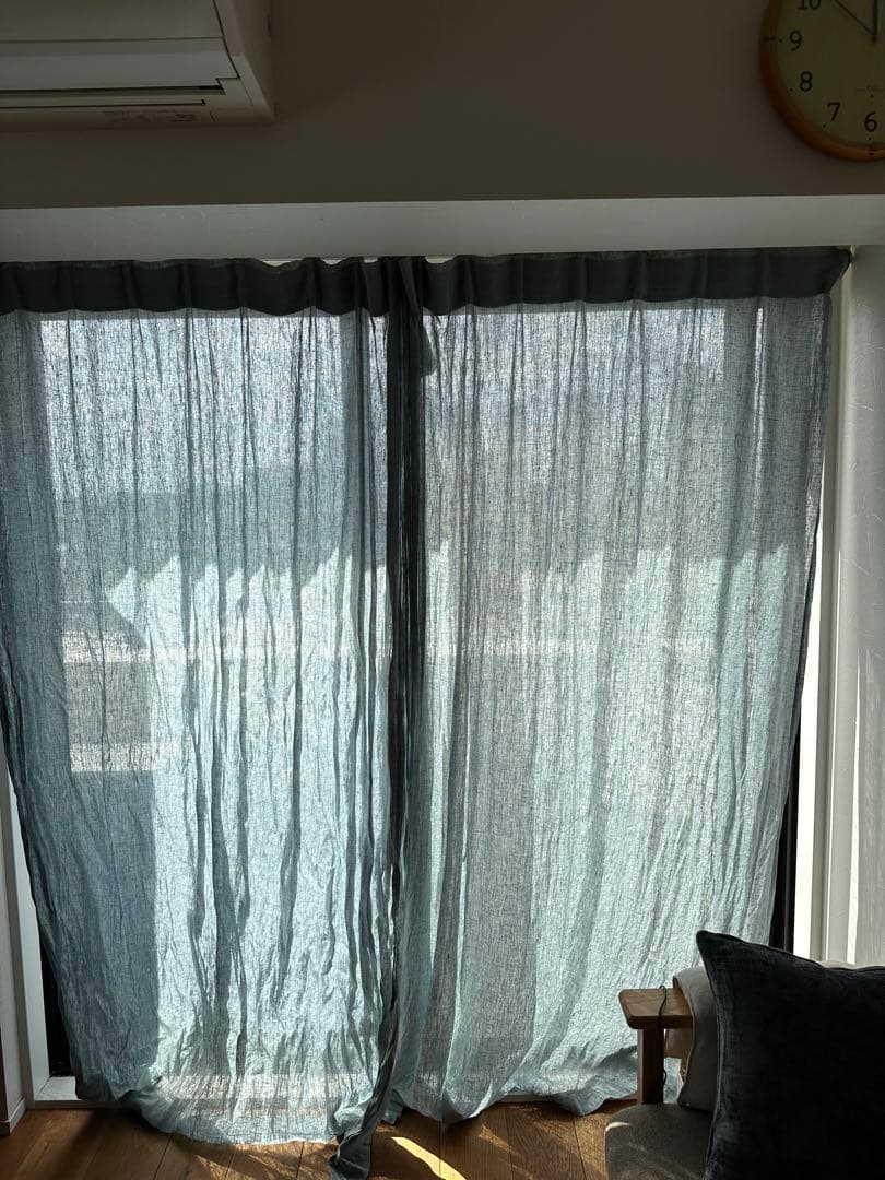 IKEA リネンカーテン /グレーブルー(新品未使用)2枚145cm×250cm
