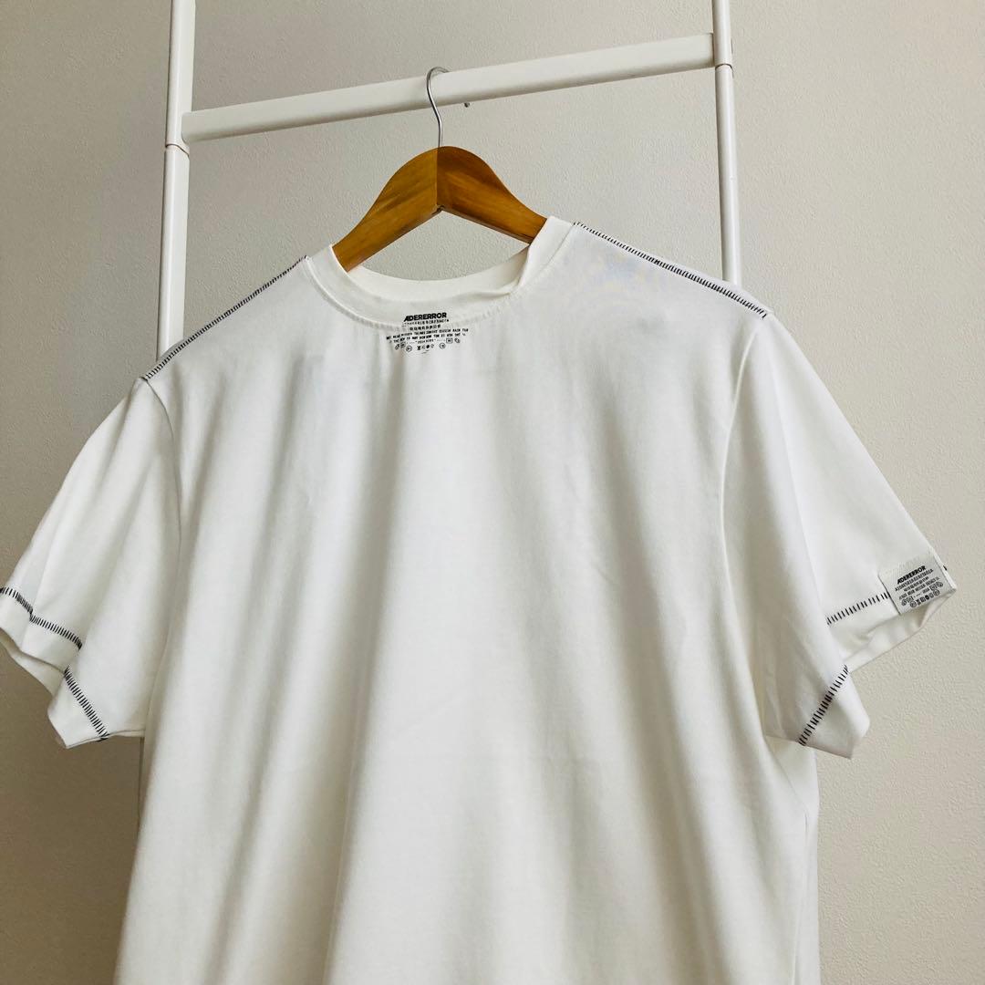 一回着用　ADERERROR Tシャツ　ステッチ　白　ロゴ　S アーダーエラー