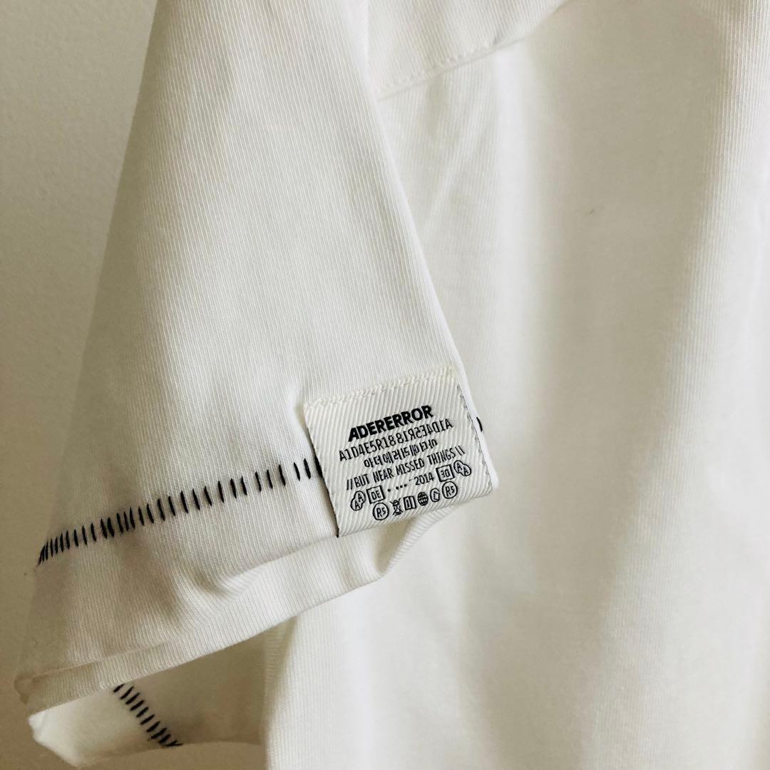 一回着用　ADERERROR Tシャツ　ステッチ　白　ロゴ　S アーダーエラー
