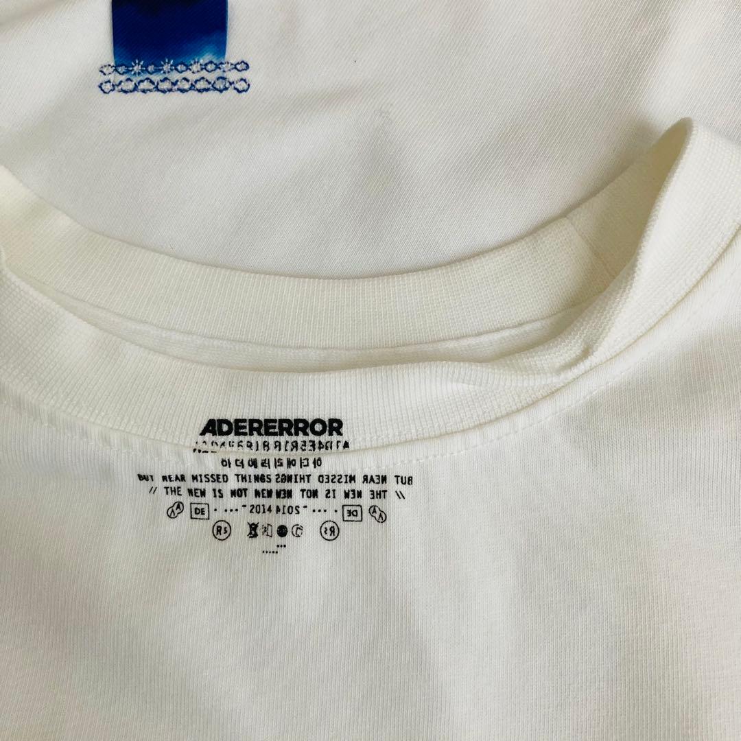 一回着用　ADERERROR Tシャツ　ステッチ　白　ロゴ　S アーダーエラー