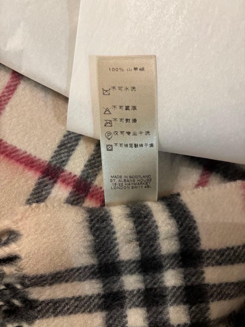 BURBERRY 100%カシミヤ チェックストール