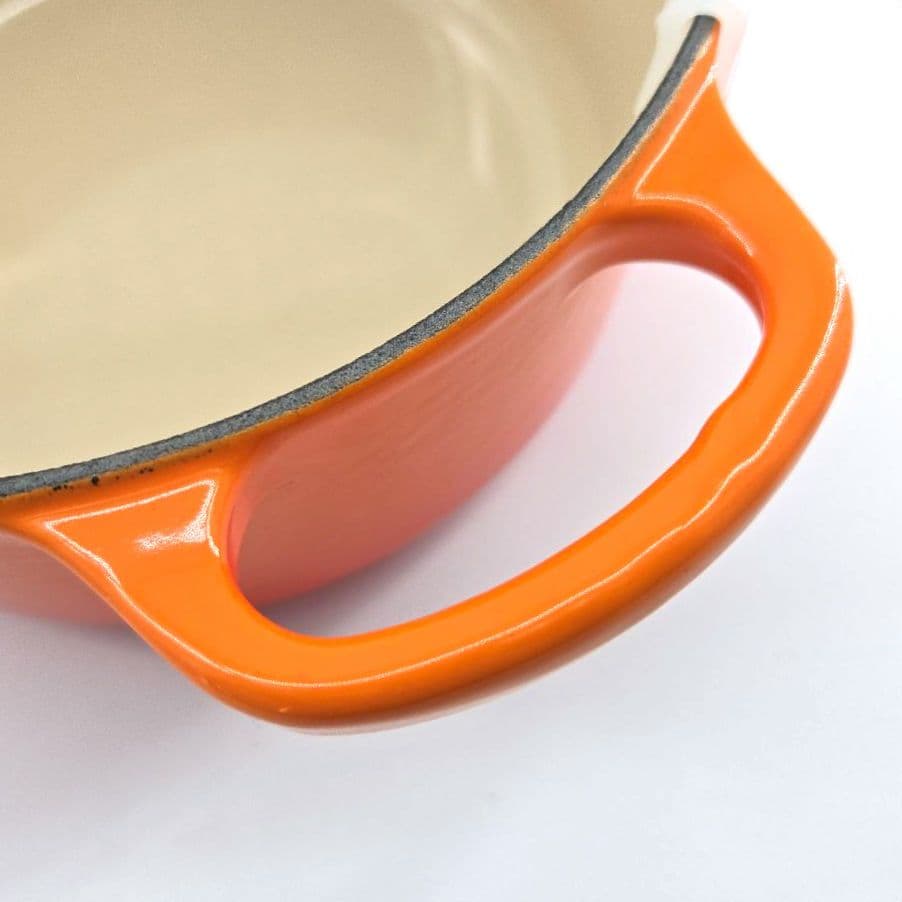 【未使用】ル・クルーゼ　ココットロンド 18cm　オレンジ　箱付　純正クリップ付