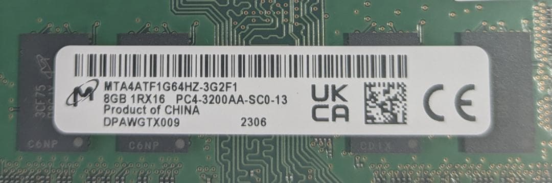 8GB DDR4 メモリー PC4-3200AA-SC0-13