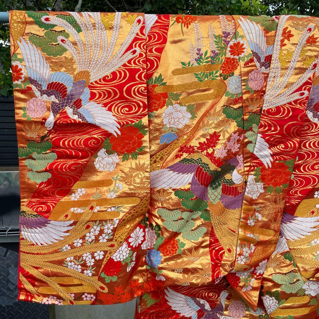 千*代様 中古 着物 振袖 裾綿入り 打掛 婚礼 刺繍 アンティーク