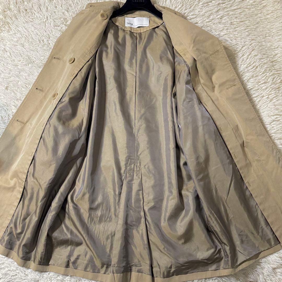 【美品】ティッカ コットン　トレンチコート Aライン ベルト　ベージュ 1