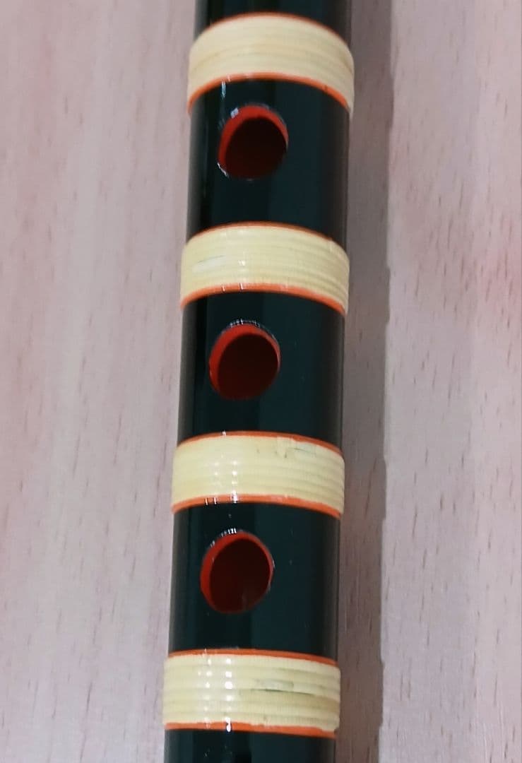 篠笛 六本調子 七穴 黒塗り内赤