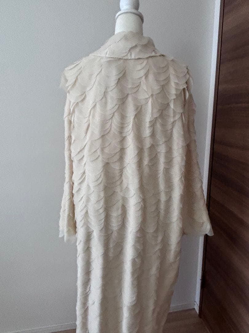 【未使用美品】ZARA コート　フリル　シースルー　アイボリー　お洒落　XL