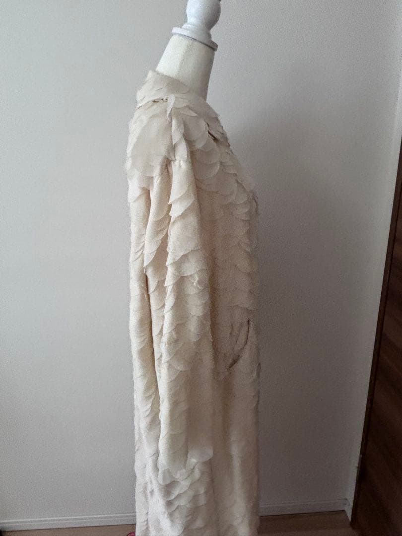 【未使用美品】ZARA コート　フリル　シースルー　アイボリー　お洒落　XL