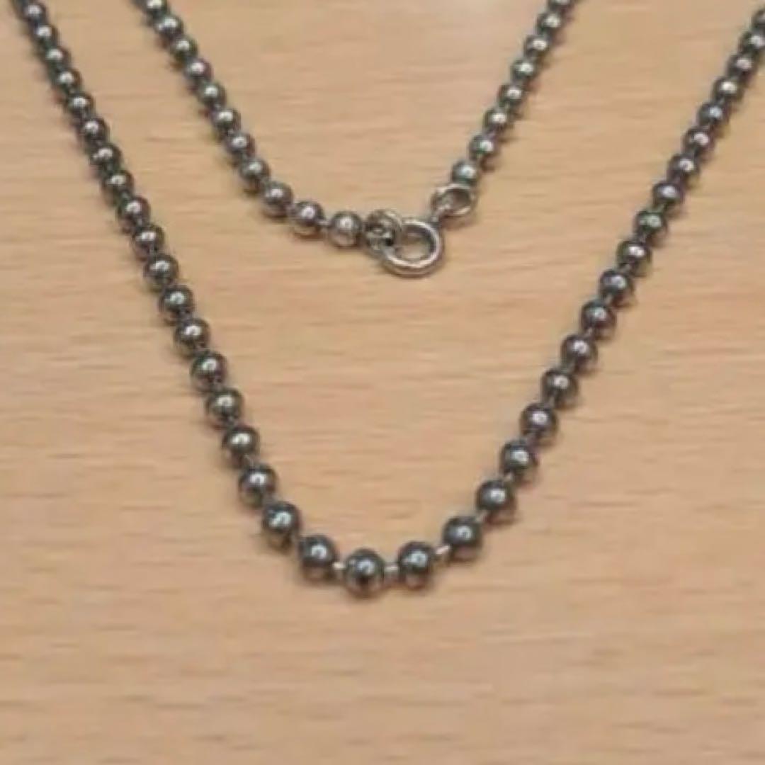 925刻印　ヴィンテージシルバーネックレス　ボールチェーン　幅3mm　短め