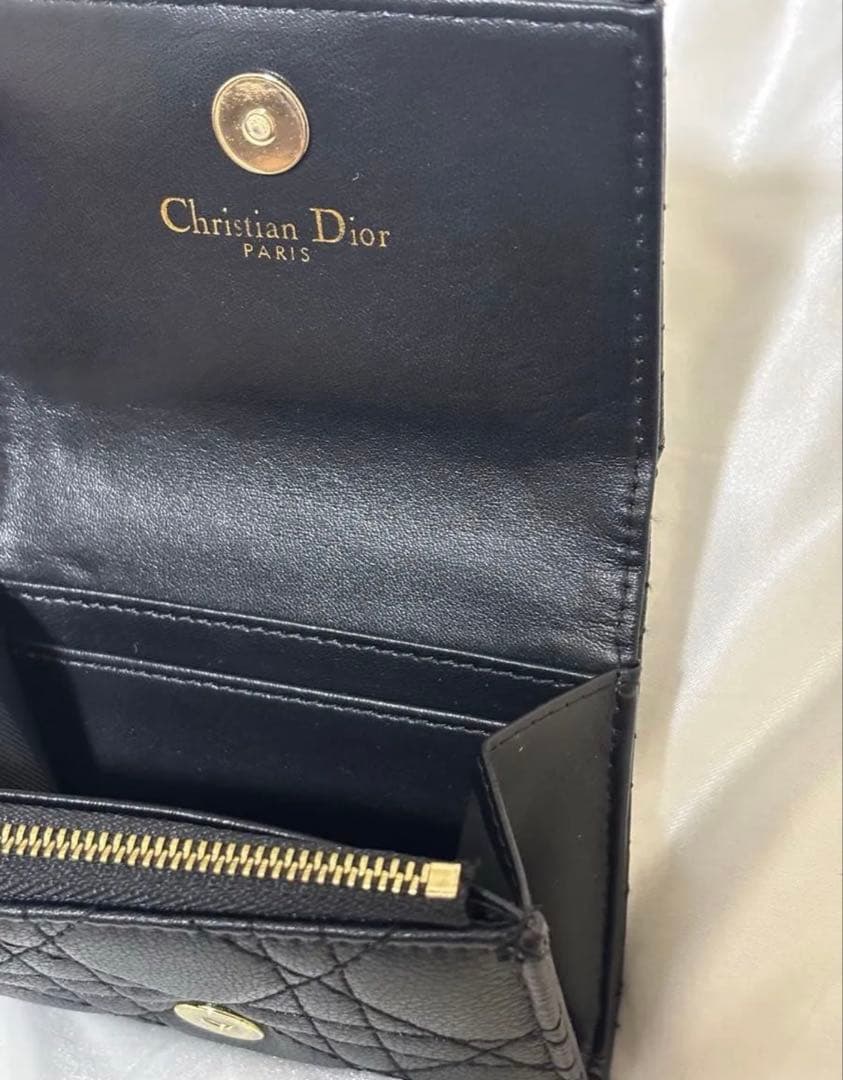 Christian Dior ディオール カナージュ 二つ折り財布 ブラック