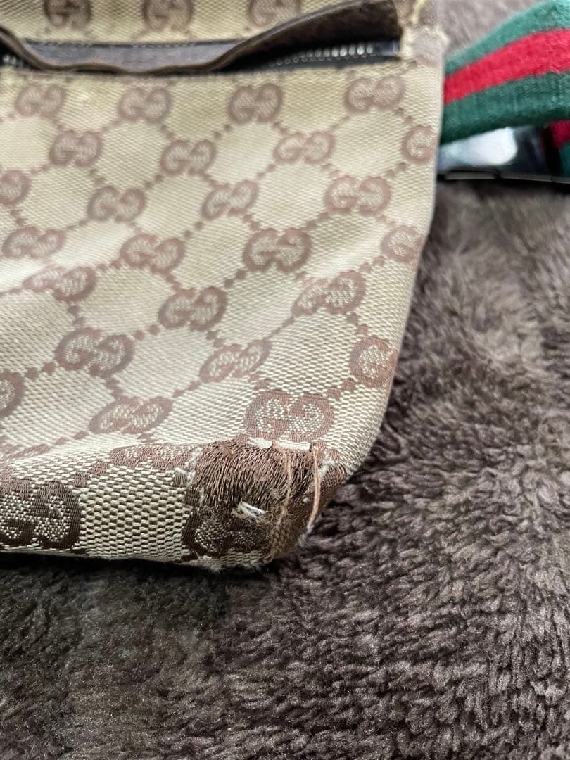 GUCCI GGキャンバス×レザー ウエストバッグ ウエストポーチ ショルダー