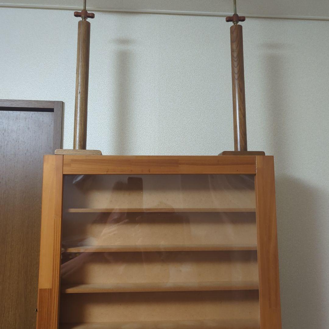 木製アクリル扉収納棚 9cm棚中古