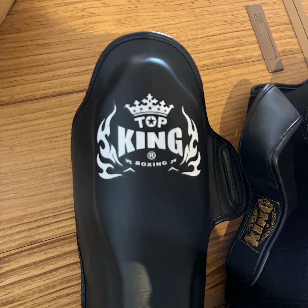 TOP KING レガース ボクシングサポーター ブラック　Sサイズ