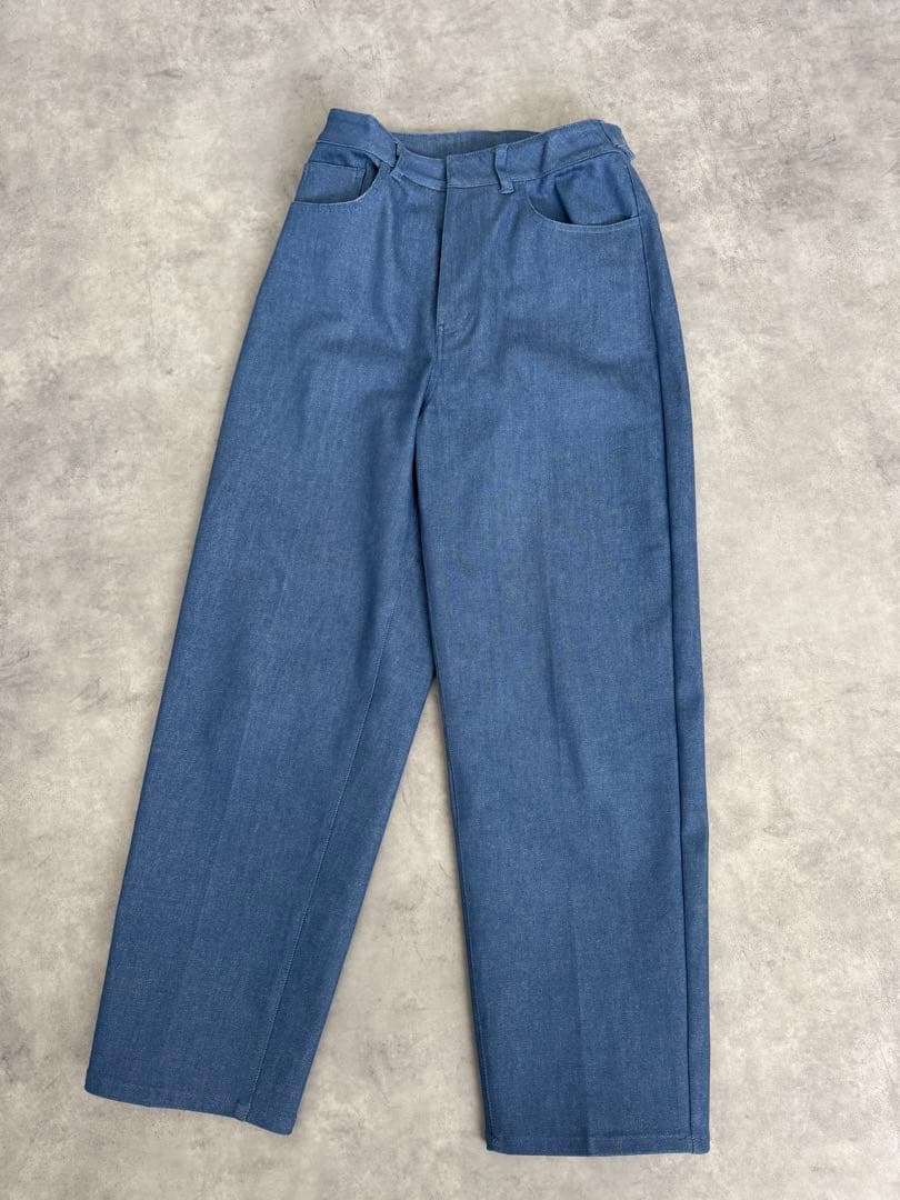 新品//リテン Liten ヨクバリワイドパンツ ブルー デニム　サイズ2