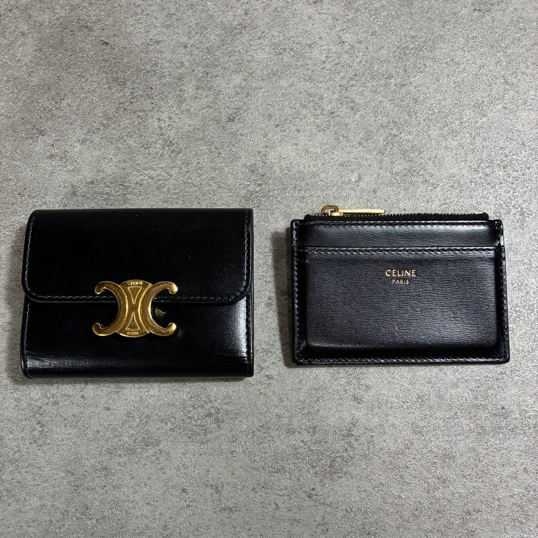 あ*き様 美品✨CELINE セリーヌ デカロゴ金具 ケース付　コンパクト
