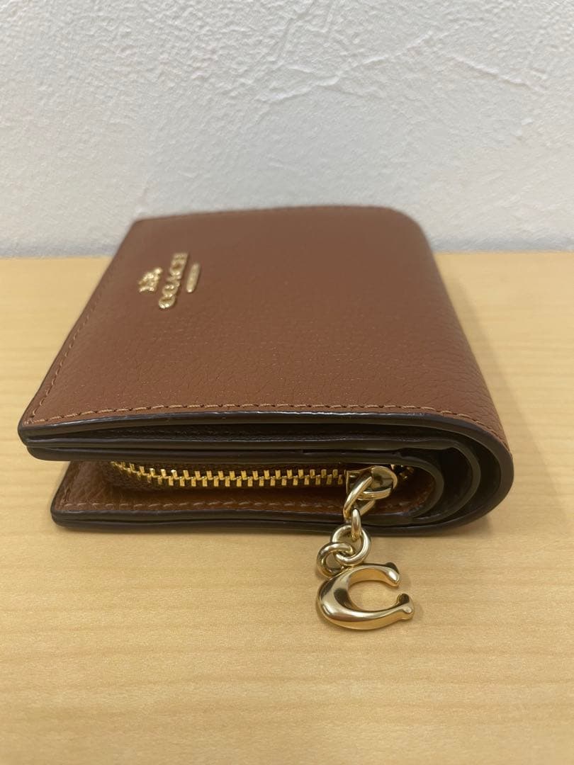 ■ COACH コーチ 折り財布 ブラウン 金具 レザー