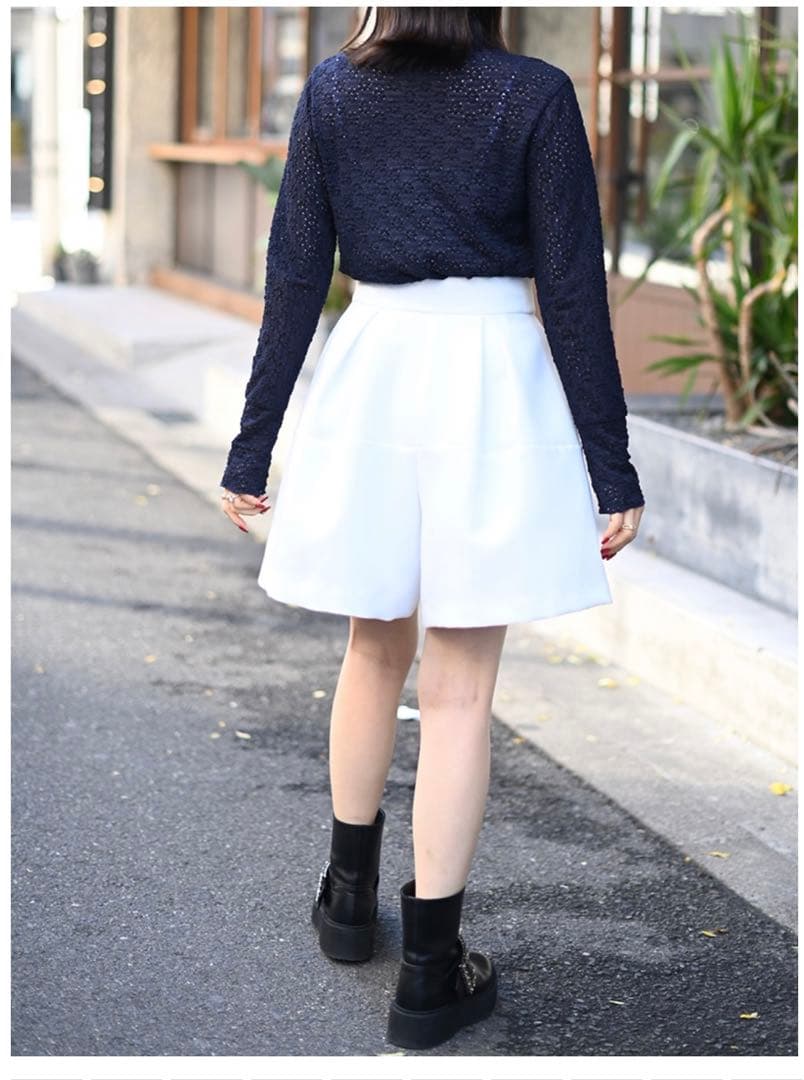 【新品】TREFLE+1 トレフルプラスワ　タックショートパンツ　ホワイト　01