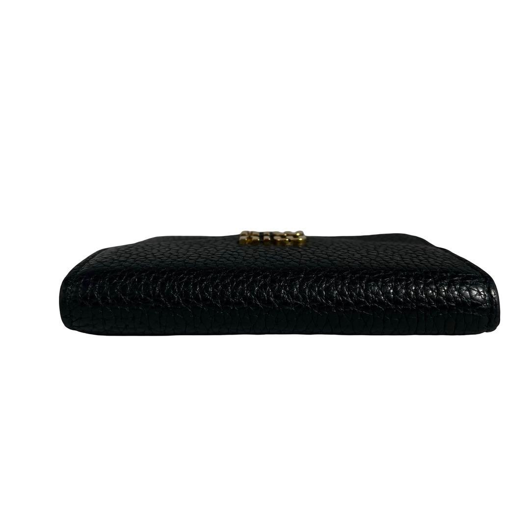 希少✨ミュウミュウ 三つ折り財布 ヴィッテロダイノ ロゴ金具 ブラック レザー