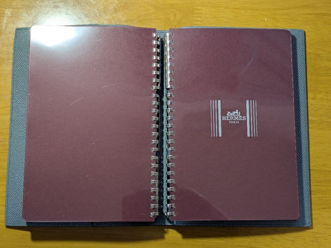 HERMES ネイビー レザー スパイラルリングノート