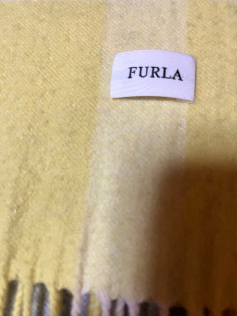 FURLA チェック柄マフラー 洗えるカシミア