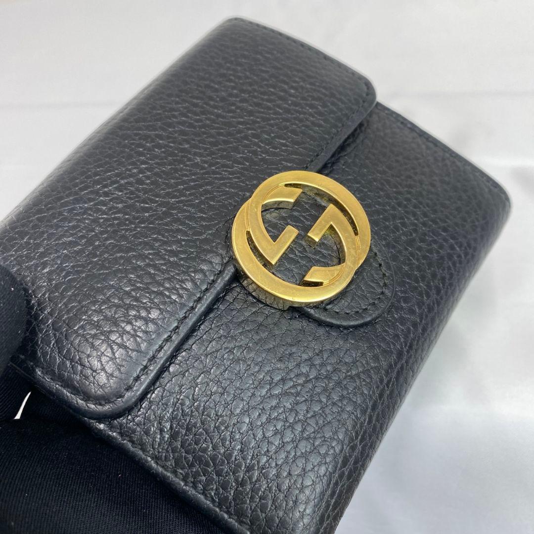 ✨️美品✨️GUCCI 二つ折り財布 ダブルホック インターロッキング